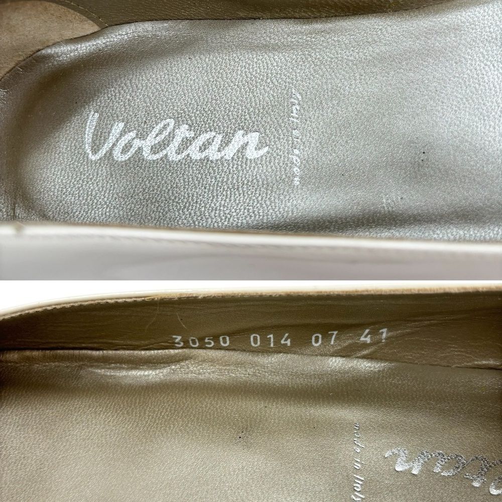Voltan Patent Leather Bow Flats Black White Sz. 10.5/41 - Picture 7 of 8